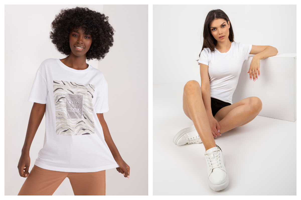 Biała koszulka damska – bazowy element stylizacji