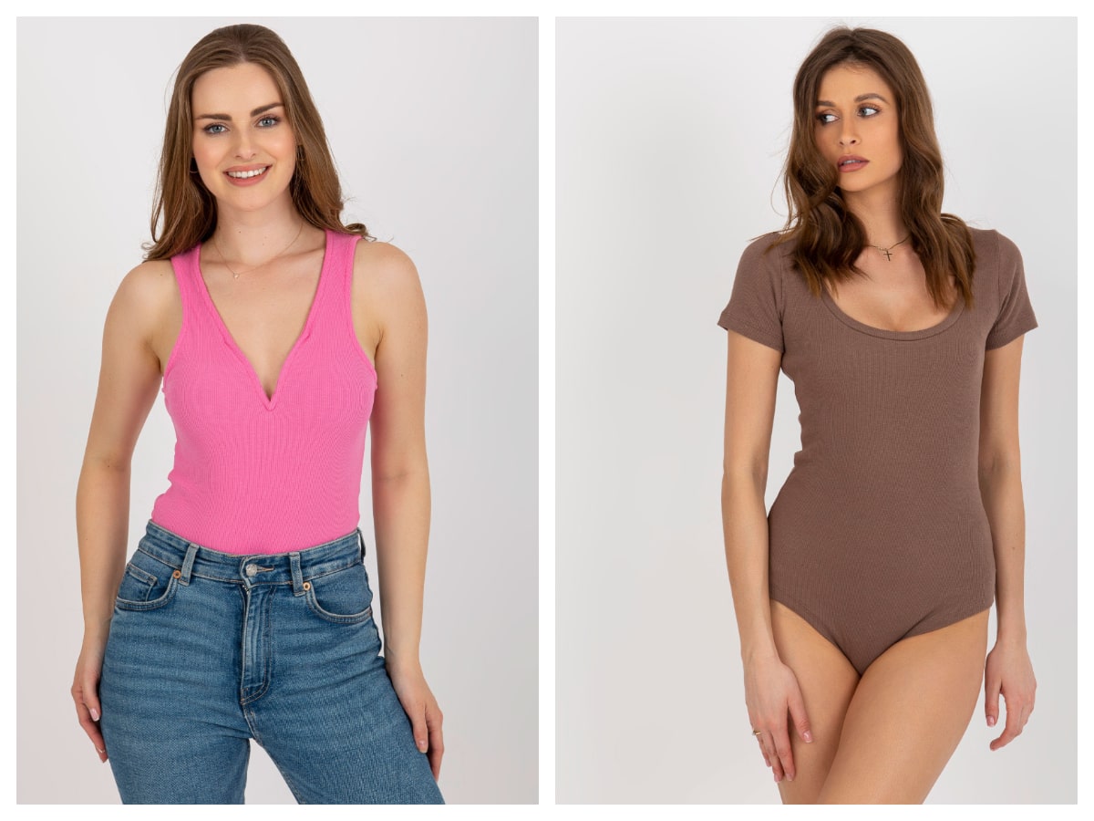 Body damskie basic z krótkim rękawem