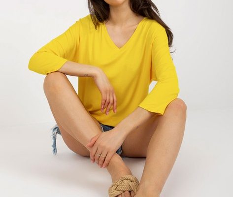 Żółta wiskozowa bluzka basic o kroju oversize