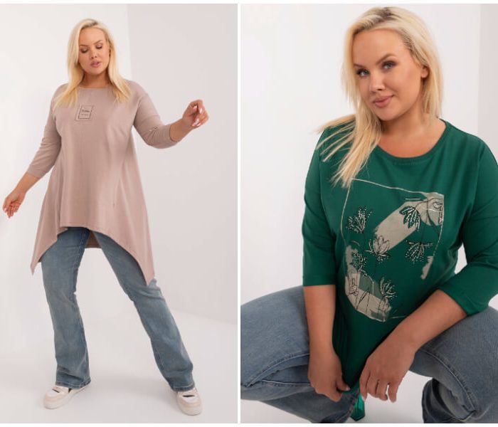 Modne duze rozmiary bluzek damskich z kolekcji plus size w hurtowni.